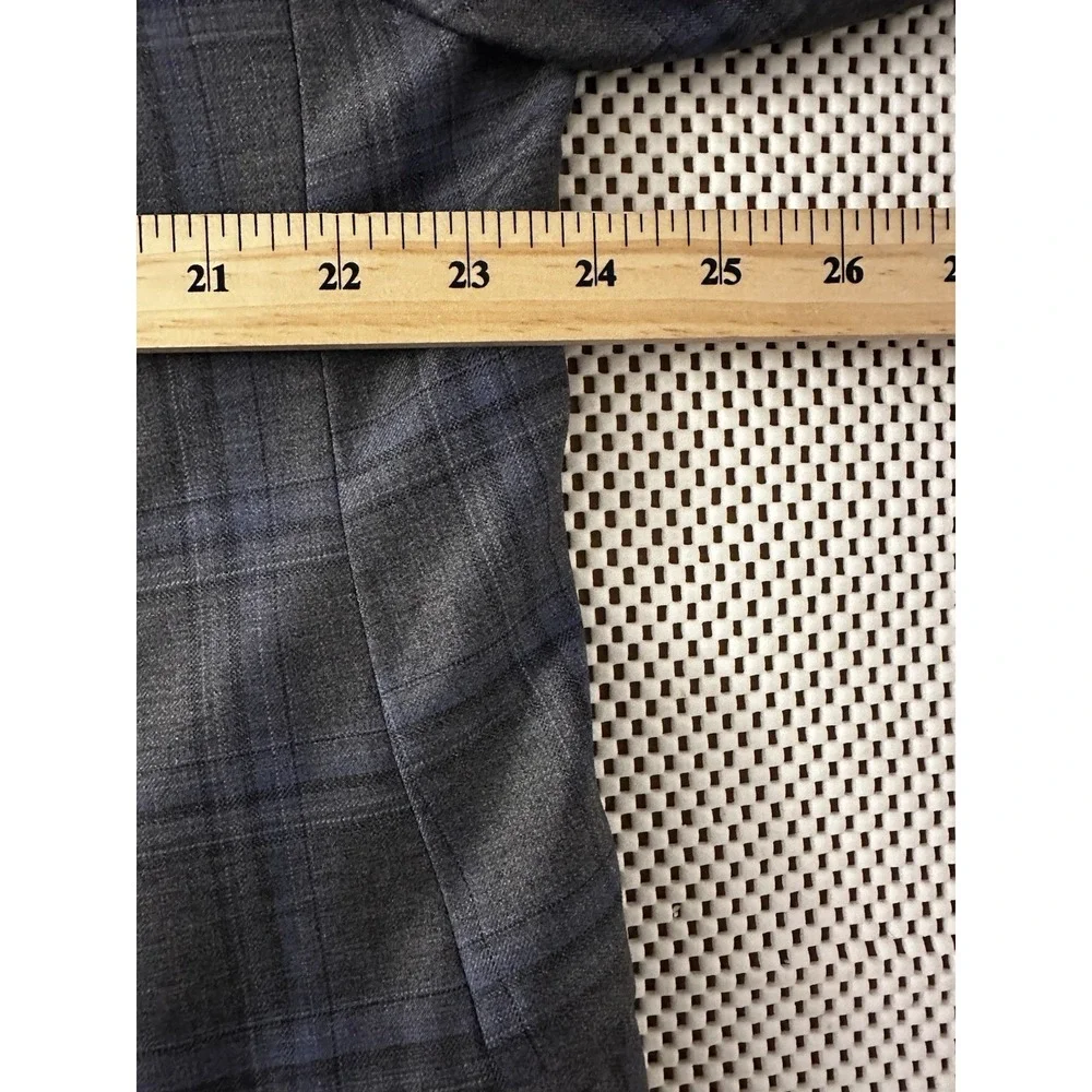 Peter Millar Sport Coat Blazer 48R 2 Button Double Vented Grey Blue Tartan Plaid